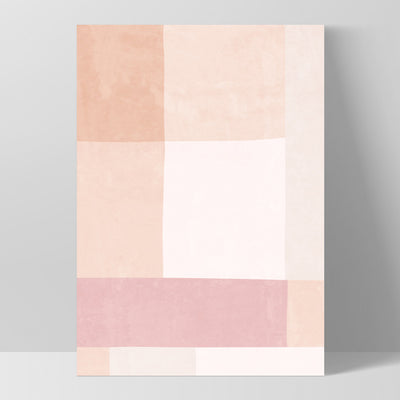 Abstract Blocks | Boho Blush III - Art Print, Poster, Stretched Canvas, or Framed Wall Art Print, shown as a stretched canvas or poster without a frame