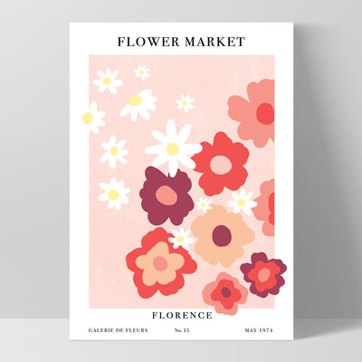 Flower Market | Florence - Art Print, Poster, Stretched Canvas, or Framed Wall Art Print, shown as a stretched canvas or poster without a frame