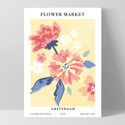Flower Market | Amsterdam - Art Print, Poster, Stretched Canvas, or Framed Wall Art Print, shown as a stretched canvas or poster without a frame