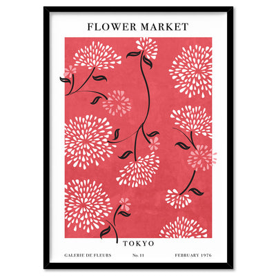 Flower Market | Tokyo - Art Print, Poster, Stretched Canvas, or Framed Wall Art Print, shown in a black frame