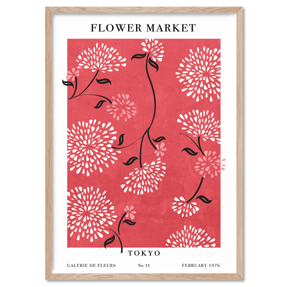 Flower Market | Tokyo - Art Print, Poster, Stretched Canvas, or Framed Wall Art Print, shown in a natural timber frame
