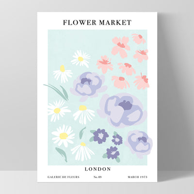 Flower Market | London - Art Print, Poster, Stretched Canvas, or Framed Wall Art Print, shown as a stretched canvas or poster without a frame