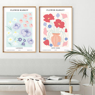 Flower Market | London - Art Print, Poster, Stretched Canvas or Framed Wall Art, shown framed in a home interior space