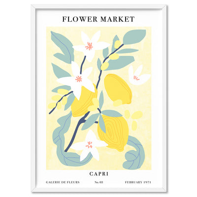 Flower Market | Capri - Art Print, Poster, Stretched Canvas, or Framed Wall Art Print, shown in a white frame