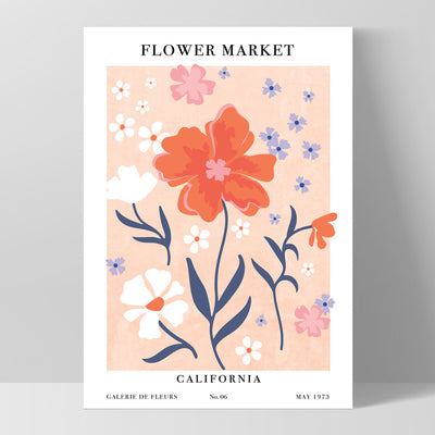 Flower Market | California - Art Print, Poster, Stretched Canvas, or Framed Wall Art Print, shown as a stretched canvas or poster without a frame