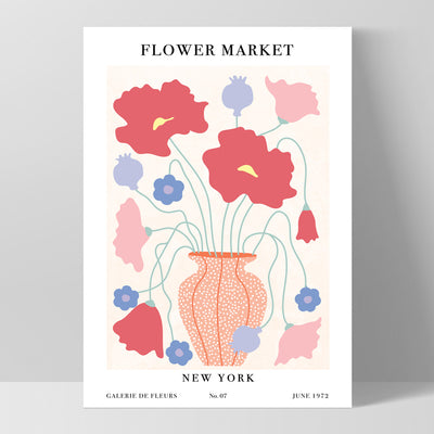 Flower Market | New York - Art Print, Poster, Stretched Canvas, or Framed Wall Art Print, shown as a stretched canvas or poster without a frame