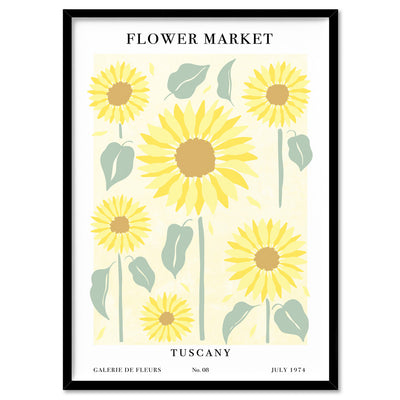 Flower Market | Tuscany - Art Print, Poster, Stretched Canvas, or Framed Wall Art Print, shown in a black frame
