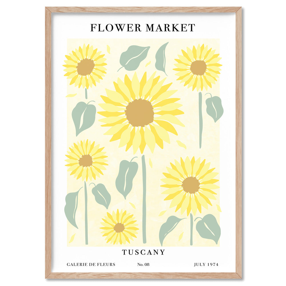 Flower Market | Tuscany - Art Print, Poster, Stretched Canvas, or Framed Wall Art Print, shown in a natural timber frame
