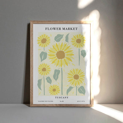 Flower Market | Tuscany - Art Print, Poster, Stretched Canvas or Framed Wall Art, shown framed in a room