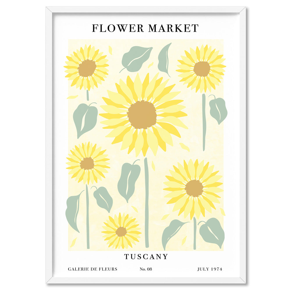 Flower Market | Tuscany - Art Print, Poster, Stretched Canvas, or Framed Wall Art Print, shown in a white frame
