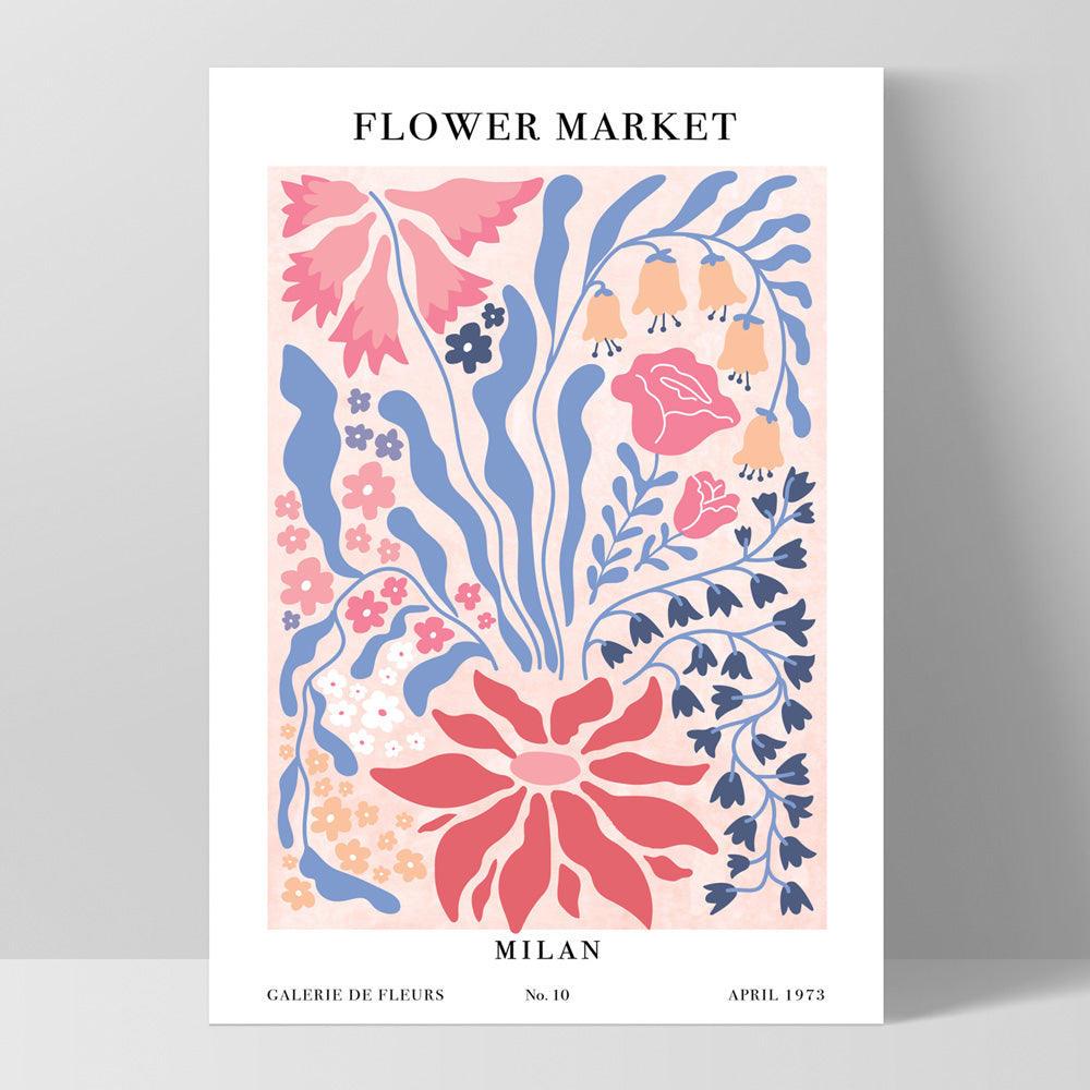 Flower Market | Milan - Art Print, Poster, Stretched Canvas, or Framed Wall Art Print, shown as a stretched canvas or poster without a frame