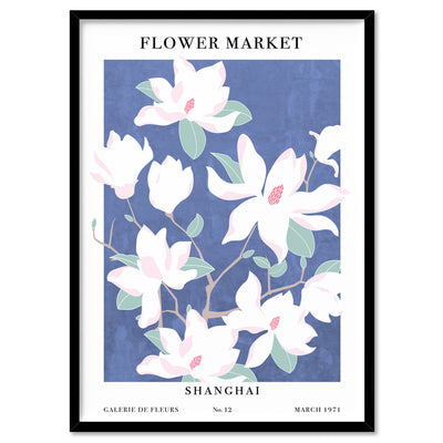Flower Market | Shanghai - Art Print, Poster, Stretched Canvas, or Framed Wall Art Print, shown in a black frame