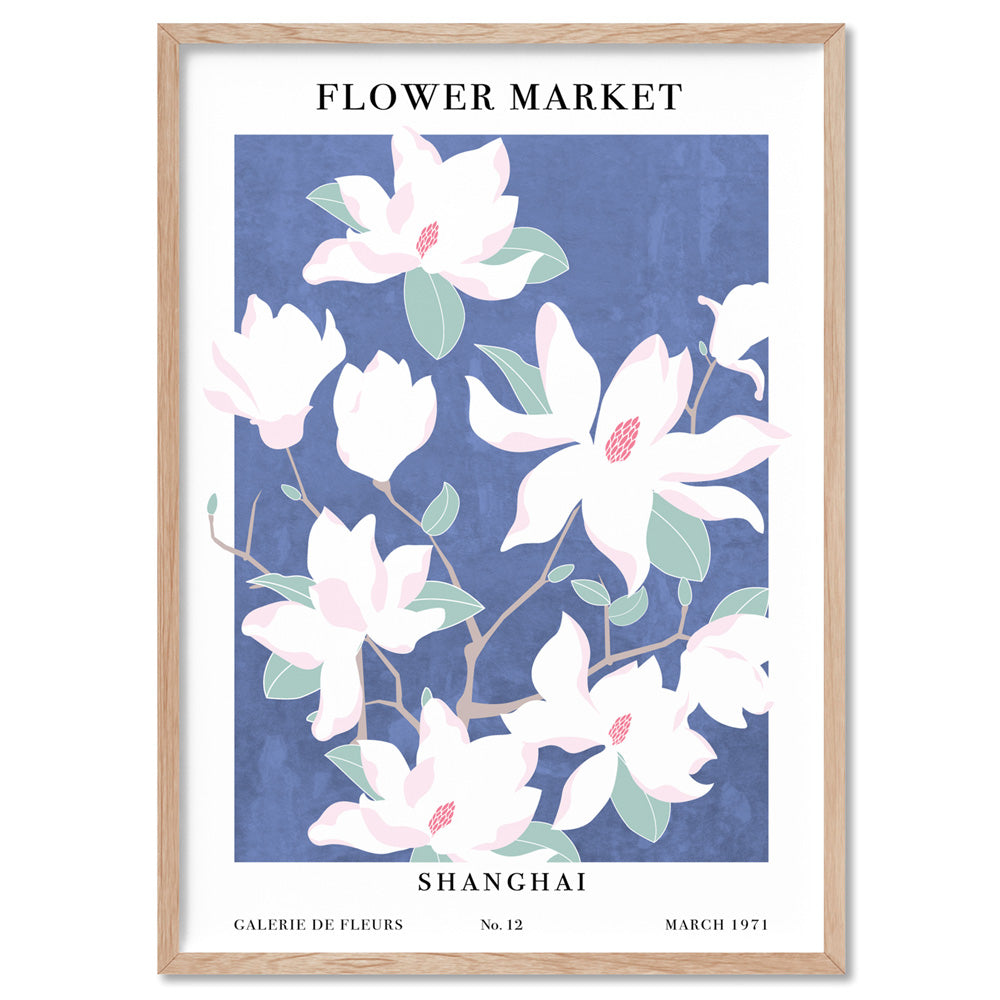 Flower Market | Shanghai - Art Print, Poster, Stretched Canvas, or Framed Wall Art Print, shown in a natural timber frame