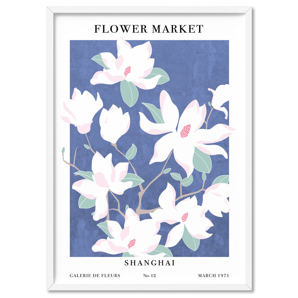 Flower Market | Shanghai - Art Print, Poster, Stretched Canvas, or Framed Wall Art Print, shown in a white frame
