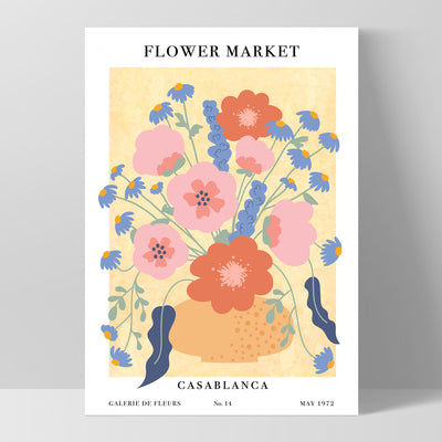 Flower Market | Casablanca - Art Print, Poster, Stretched Canvas, or Framed Wall Art Print, shown as a stretched canvas or poster without a frame