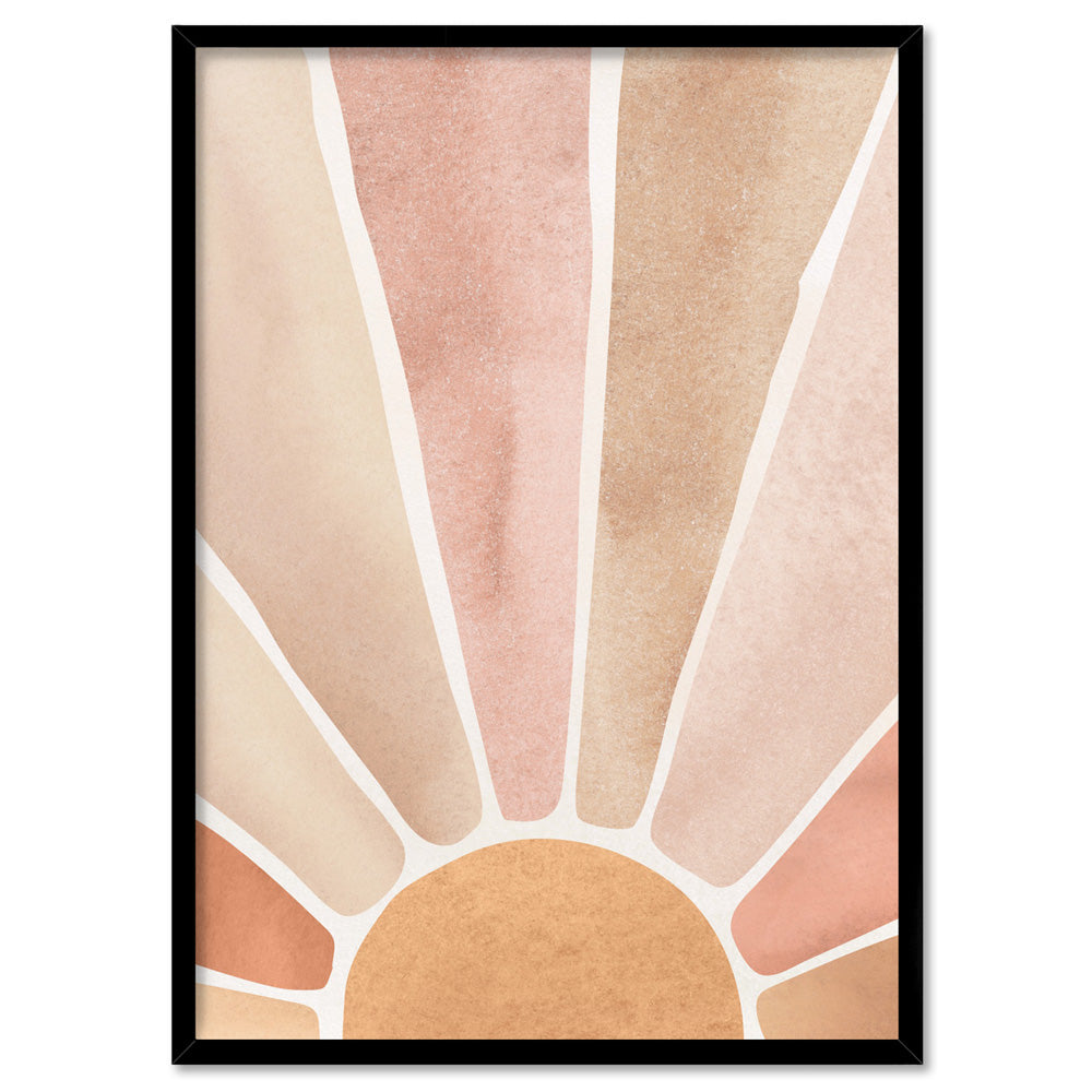 Boho Sunrise in Watercololur II - Art Print, Poster, Stretched Canvas, or Framed Wall Art Print, shown in a black frame