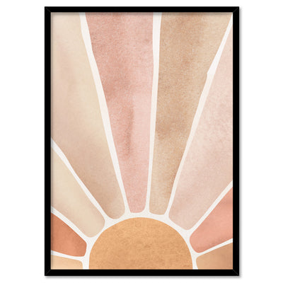 Boho Sunrise in Watercololur II - Art Print, Poster, Stretched Canvas, or Framed Wall Art Print, shown in a black frame
