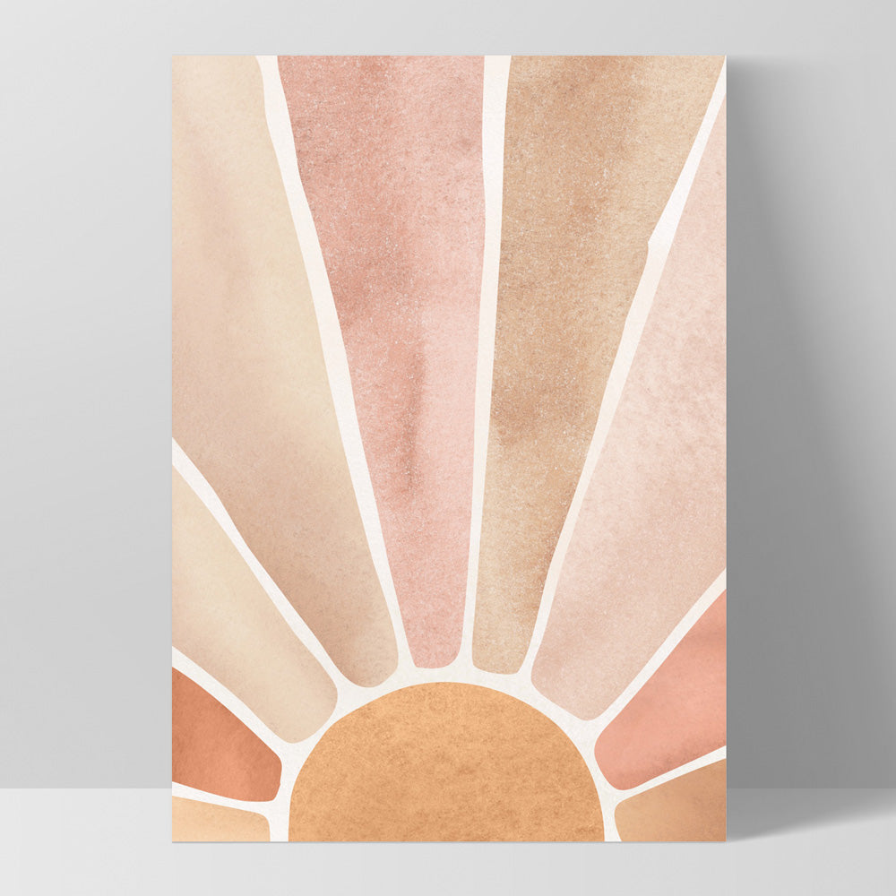 Boho Sunrise in Watercololur II - Art Print, Poster, Stretched Canvas, or Framed Wall Art Print, shown as a stretched canvas or poster without a frame