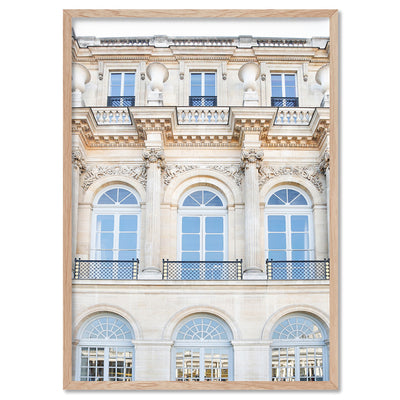 Palais Royal in Paris - Art Print by Victoria's Stories, Poster, Stretched Canvas, or Framed Wall Art Print, shown in a natural timber frame