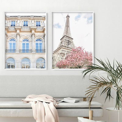 Palais Royal in Paris - Art Print by Victoria's Stories, Poster, Stretched Canvas or Framed Wall Art, shown framed in a home interior space