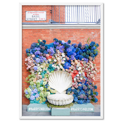 Chelsea in Bloom London - Art Print by Victoria's Stories, Poster, Stretched Canvas, or Framed Wall Art Print, shown in a white frame