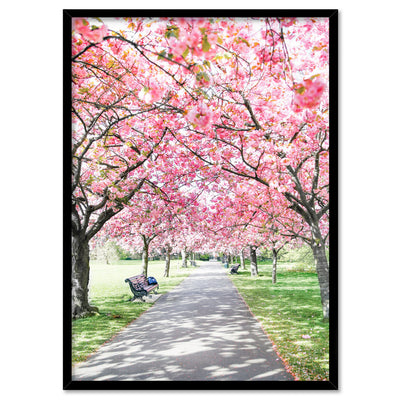 Greenwich Park in Spring - Art Print by Victoria's Stories, Poster, Stretched Canvas, or Framed Wall Art Print, shown in a black frame