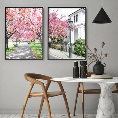 Greenwich Park in Spring - Art Print by Victoria's Stories, Poster, Stretched Canvas or Framed Wall Art, shown framed in a home interior space