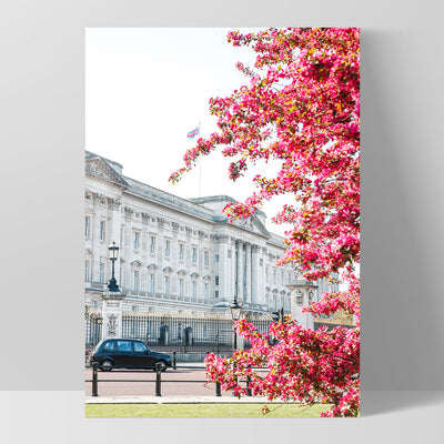 Buckingham Palace in Spring - Art Print by Victoria's Stories, Poster, Stretched Canvas, or Framed Wall Art Print, shown as a stretched canvas or poster without a frame