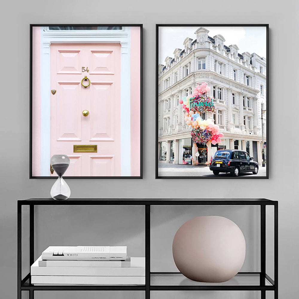 Colourful London | Bond Street - Art Print by Victoria's Stories, Poster, Stretched Canvas or Framed Wall Art, shown framed in a home interior space