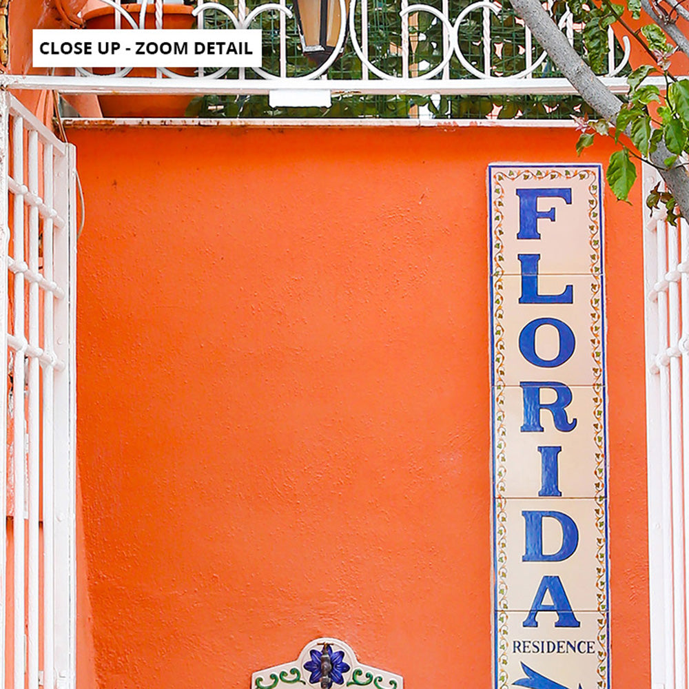 Orange Doorway Positano - Art Print by Victoria's Stories, Poster, Stretched Canvas or Framed Wall Art, Close up View of Print Resolution