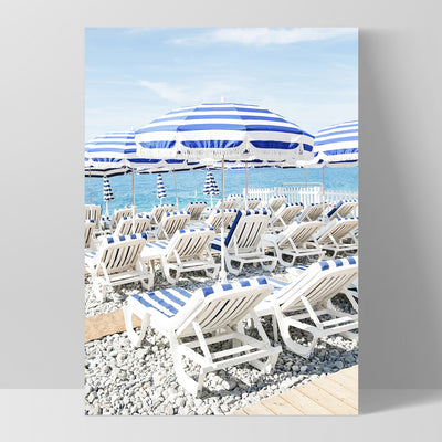 Amalfi Seaside Umbrellas III - Art Print by Victoria's Stories, Poster, Stretched Canvas, or Framed Wall Art Print, shown as a stretched canvas or poster without a frame