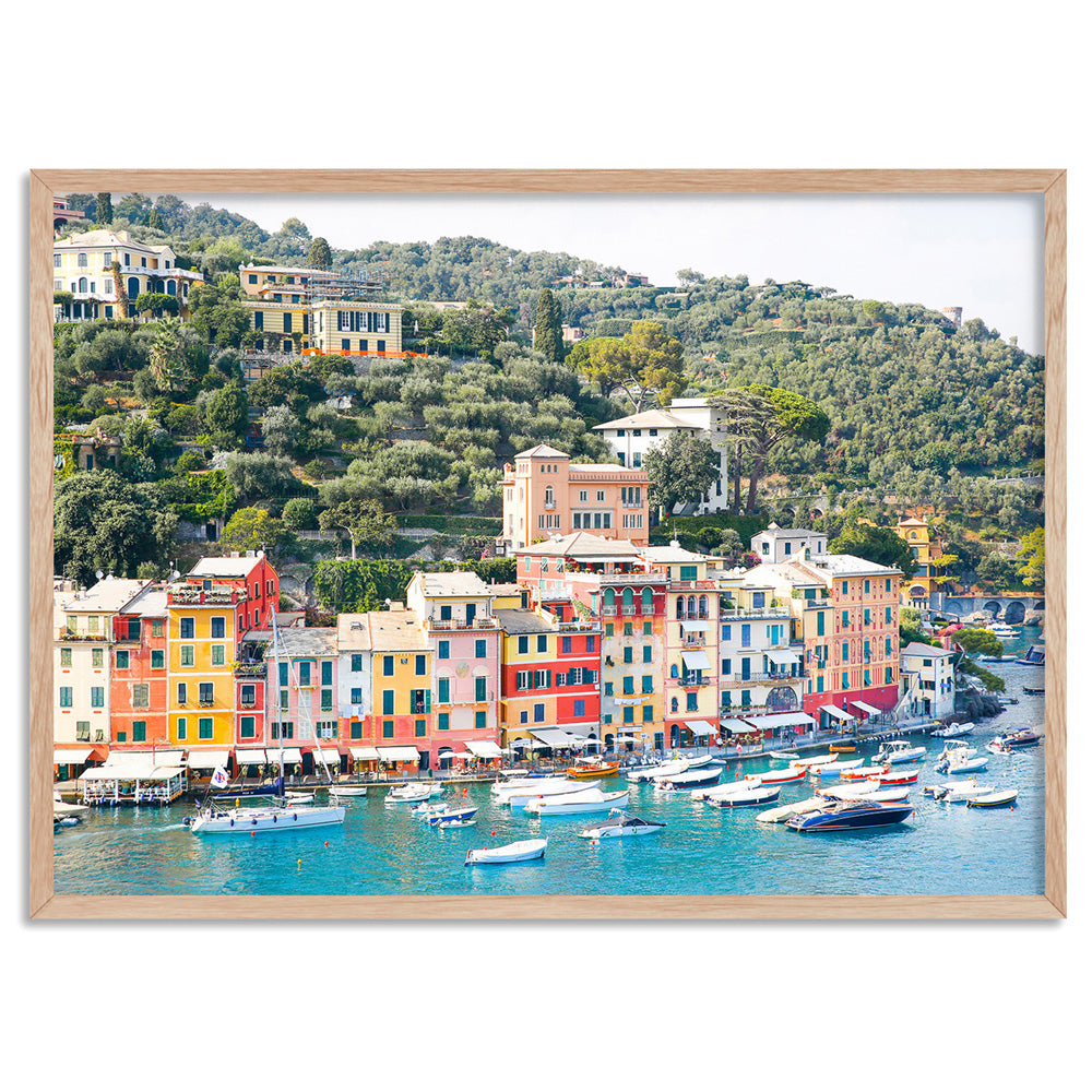 Positano Cliffside Views II - Art Print by Victoria's Stories, Poster, Stretched Canvas, or Framed Wall Art Print, shown in a natural timber frame