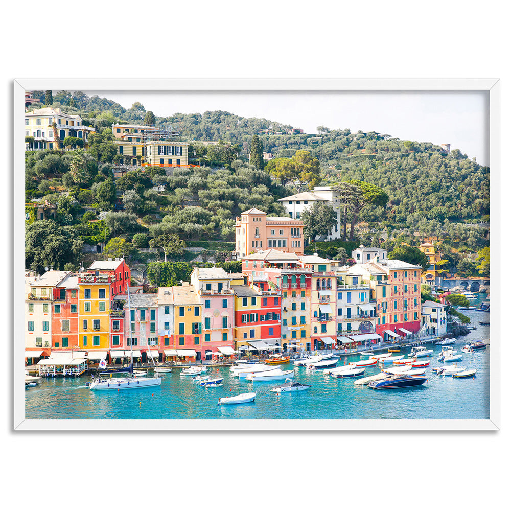 Positano Cliffside Views II - Art Print by Victoria's Stories, Poster, Stretched Canvas, or Framed Wall Art Print, shown in a white frame