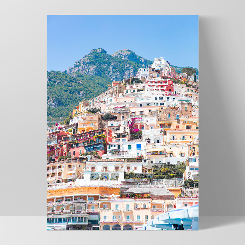 Positano Pastels II - Art Print, Poster, Stretched Canvas, or Framed Wall Art Print, shown as a stretched canvas or poster without a frame