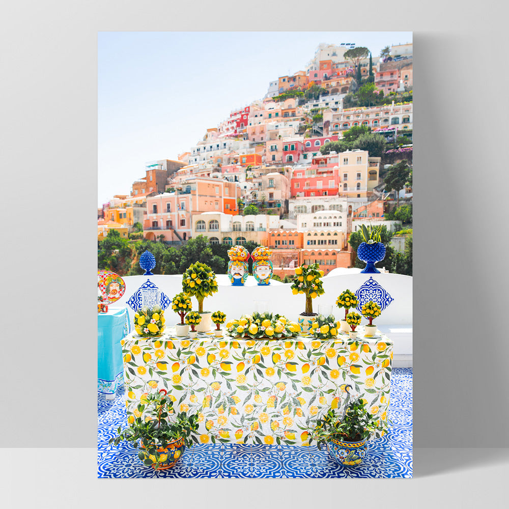 Positano Lemons Amalfi Coast - Art Print, Poster, Stretched Canvas, or Framed Wall Art Print, shown as a stretched canvas or poster without a frame